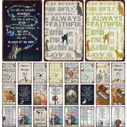 Pet Cat And Dog Metal Sign Animals Tin Sign Plaque Metal Retro Decor Metal Sign Metal Poster Home Bar Pub Decor Vintage Poster