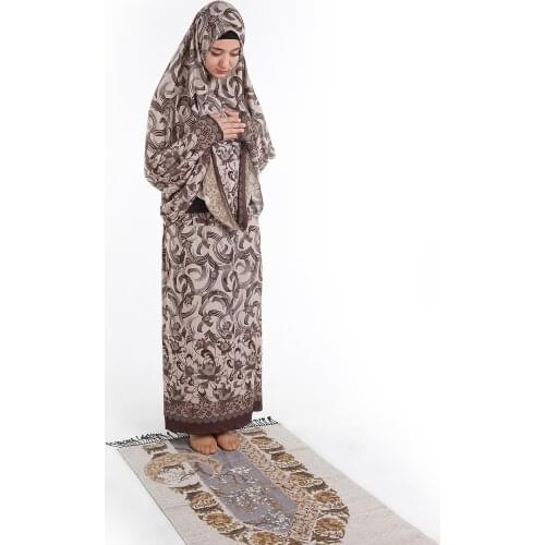 Muslim Full Cover Prayer Garment Abaya Dress Islamic Traditional Turkey Female Thin Two 2 Piece Set Ramadan Reis 02