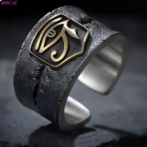BOCAI Original design Solide 925 Sterling Silver Mens ring fashion brand hip hop single retro personality Thai silver rings