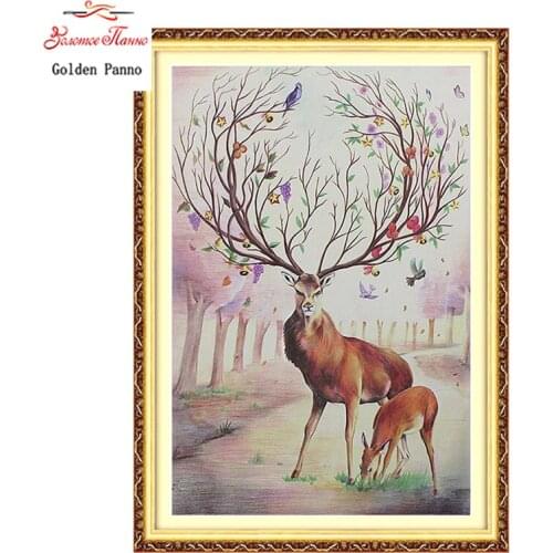 Golden Panno,Needlework,Embroidery,DIY animal Painting,Cross stitch,kits,11ct God deer Cross-stitch,Sets For Embroidery10