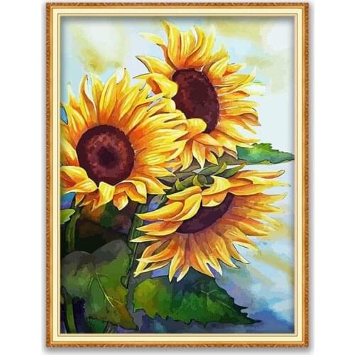 Flower Sunflower DIY Embroidery Cross Stitch 11CT Kits Needlework Craft Set Printed Canvas Cotton Thread Home Decoration Design
