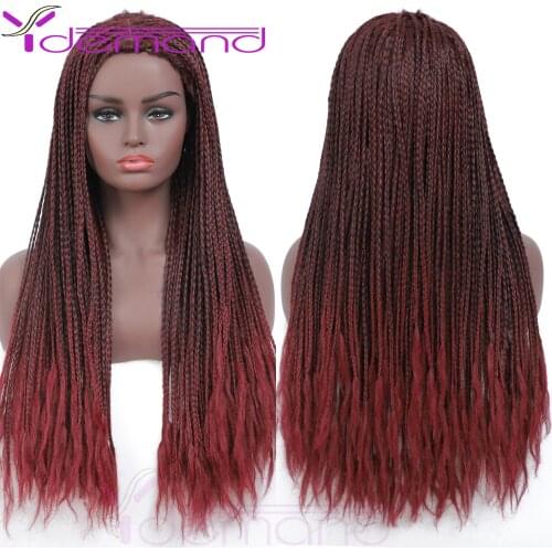 Y Demand 3X-Twist Braid Wig Red Braided Wigs For Black Women Or Men New Synthetic Crochet-Hair-Box Braids Cosplay
