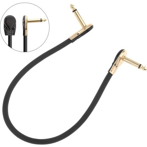 30cm / 11.8inch Guitar Effect Pedal Instrument Patch Cable 1/4inch 6.3mm Gold Right Angle Plug Black PVC Jacket Accessories