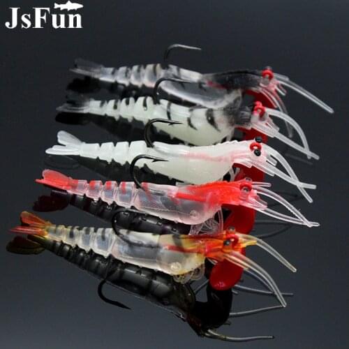 10Pcs/lot Shrimp Soft Fishing Lures 7cm/12.5g Artificial Bait with Lead Hook Silicone Simulation Bait Fishing Wobbles YE82