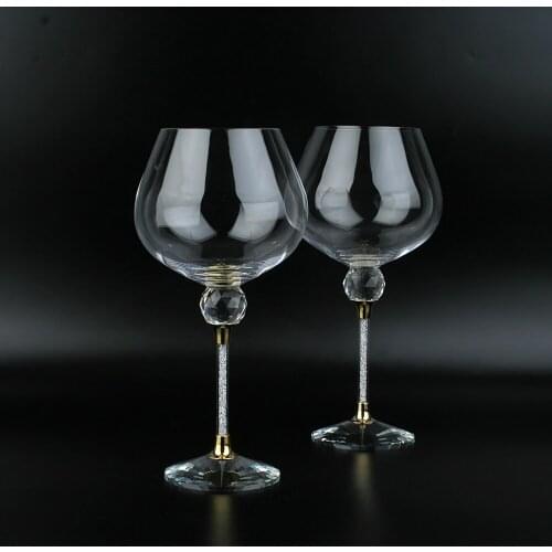 2019 Christmas Gift Box Set Of Giasses Creative Crystal Ball Decorated Glass Foot Shinning Cup Elegant Wedding Glasses For Drink