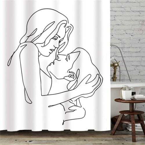 Geometric striped flowers pink shower curtain set sunflower curtains shower curtain waterproof shower curtain Bathroom curtain