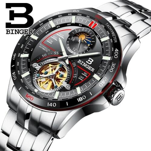 Switzerland BINGER Watch Men Luxury Brand Mens Watches Tourbillon Automatic Mechanica Wristwatch Sapphire reloj hombre B-MS10001