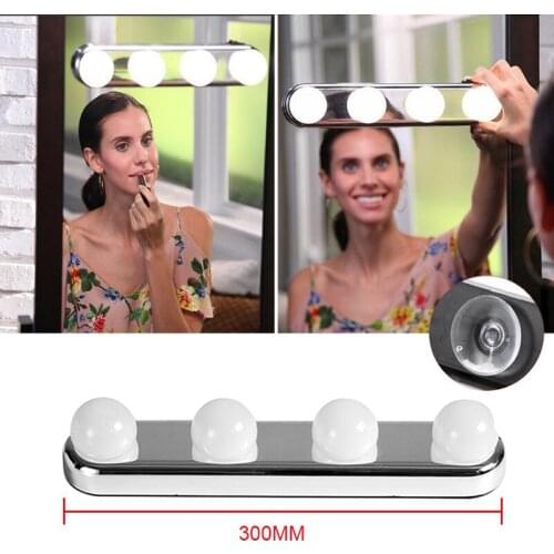 LED 4/5 Light Makeup Mirror Light TV Hollywood Mirror Headlight Makeup Light Suction Cup Mirror Headlight Free Punch(No Battery)