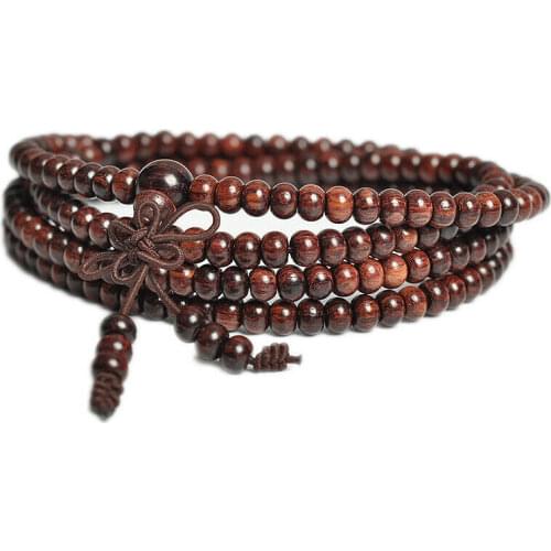 Tibetan Buddhism 216 Purple Yellow Pear Wood Abacus Bead Mala Necklace