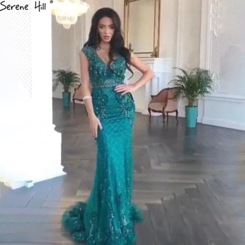 Serene Hill Green Mermaid Sweetheart Evening Dresses 2020 Dubai Flowers Beading Sexy Formal Dress Design BLA70720