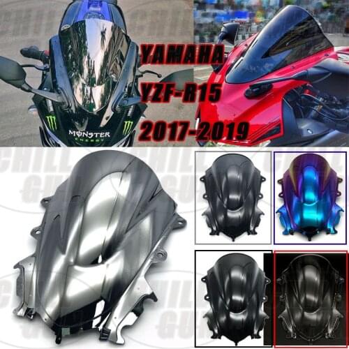 Motorcycle Double Bubble Windshield Windscreen Screen For 2017 2018 2019 2020 Yamaha YZF-R15 YZF R15 V3.0 YZF-R125 YZF-R 125 YZF