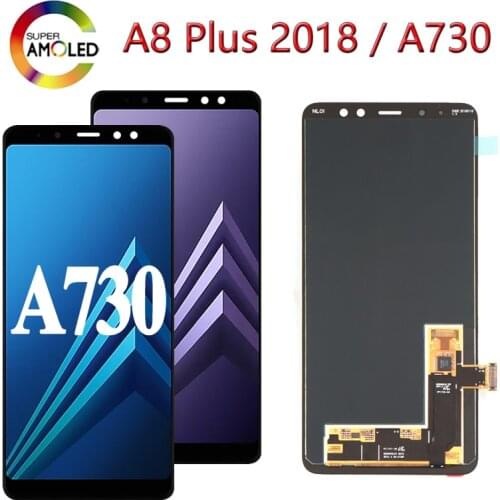 100% Super AMOLED Display LCD For SAMSUNG Galaxy A8 Plus 2018 A730 LCD Display Touch Screen Digitizer Replacement Can adjust