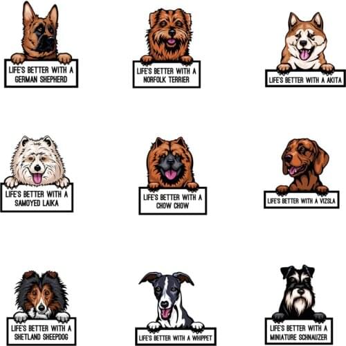 12 style Lovely Pet Dog Car Sticker Cartoon Animal Bulldog Car Styling Body Window Vinyl Car Stickers and Decals Auto Decoration