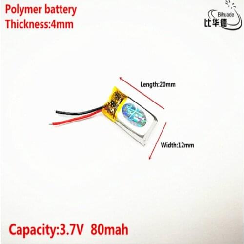 3.7V 80mah lithium polymer battery 041220 401220 041120 MP3 MP4 MP5 Bluetooth headset