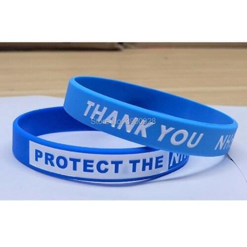 300pcs THANK YOU NHS PROTECT THE NHS silicone wristband bracelet free shipping