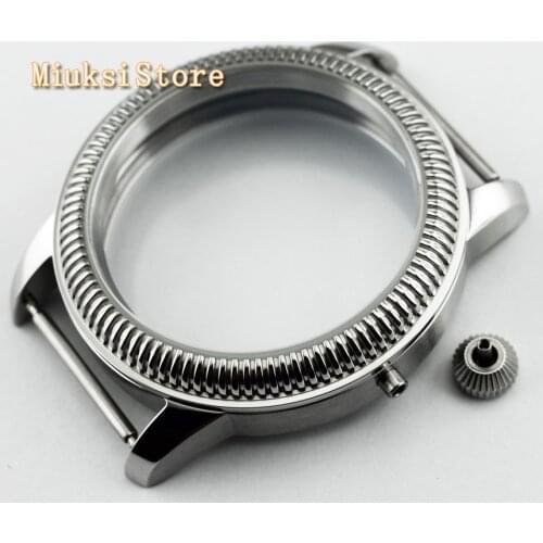 44mm Sterile 316L Steel Watch Case Wristwatch Shell Fit ETA 6497/6498 Seagull ST36 Movement