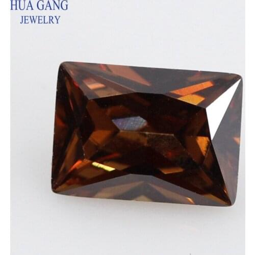 5A Coffee Rectangle Shape Cut CZ Stone Synthetic Gems Cubic Zirconia For Jewelry Size 2x4~10x14mm Free Shipping