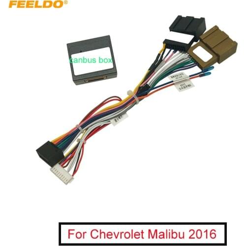 FEELDO 10set Car 16pin Audio Wiring Harness With Canbus Box For Chevrolet MALIBU XL 2016 Stereo Installation Wire Adapter