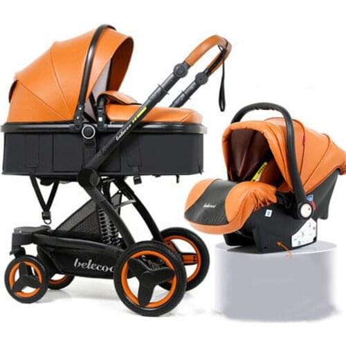 Belecoo baby stroller 2 in 1/ 3 in 1 High landscape stollers Eco Leather Shock Absorber four wheel trolley Free Shipping