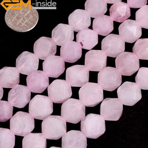 Gem-inside Natural Faceted Beads Of Cambay Rose Quartzs Crystal Beads For Jewelry Making Bracelet Necklace 6-12mm 15inches DIY