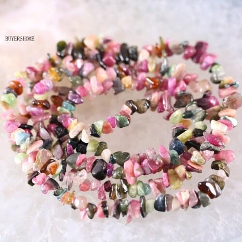 BUYERSHOME DIY Bracelet Necklace Jewelry Accessories Making 5-8MM Natural Stone Tourmaline Chip loose Beads 35inches S050