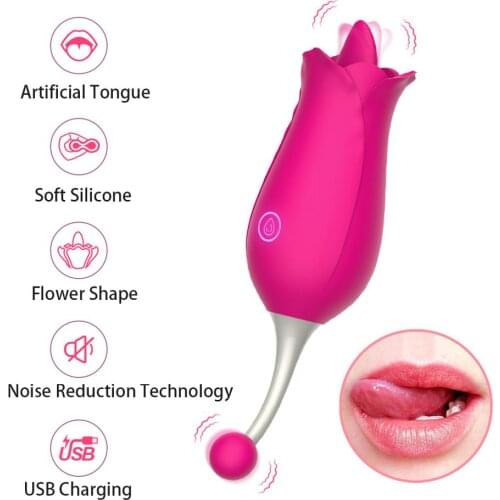 Flower Tonuge Vibrator for Women Pussy Clitoris Nipple Massager Stimulator Multifunction Orgasm Vibrators Sex Toys for Female