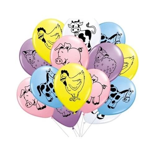 10pcs 12 inch farm animal latex balloons Birthday Decorations Supplies Cartoon Cute pig cow horse sheep chicken Kids Shower Gift