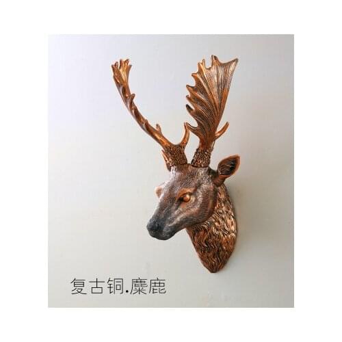 Deer Head Antlers American Household Home Decor Trendy Resin arts craft statues Vintage Background wall sculpture Home dies