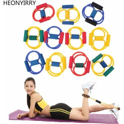 Hot Yoga Fitness Resistance 8 Type Muscle Chest Expander Rope Workout Yoga Fitness Tube Sports Pulling Exerciser(random color)