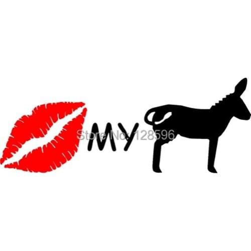 KISS MY ASS Sticker Funny for Car Window Vinyl Decal Donkey Lips Road Rage Mule Joke Truck