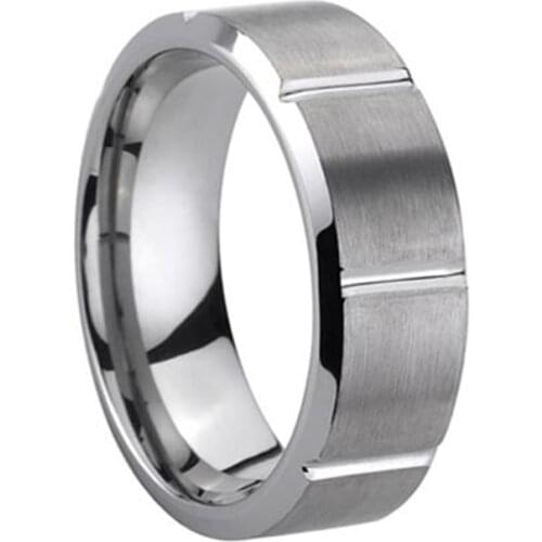 Brand new stylish 8mm mens ring stainless steel jewelry cross-cut stripe jewelry fashion jewelry accessories