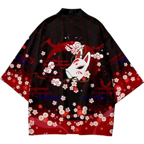 Falun Fox China Harajuku Japanese Style Sets Fashion Kimono Men Women Cardigan Haori Obi Asian Clothes Pant Suit Plus Size 6XL