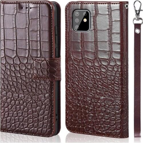 Flip Leather Phone Case Magnetic Wallet Cover for Samsung Galaxy note 10 lite A81 M60S crocodile grain Case Silicone