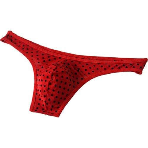 Low-rise Red with black dot Sexy thongs and G-string Mens underwear short panty ZJH912t
