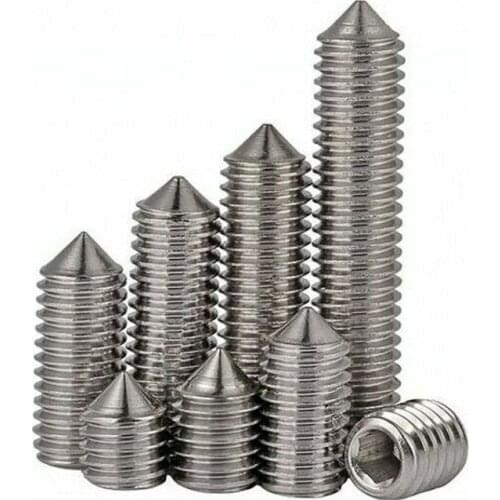 M8 316 stainless steel tapered end set screw / hexagon socket headless screw