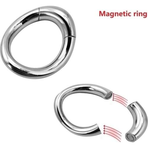 Magnetic penis bondage lock cock Ring Heavy male metal Ball Scrotum Stretcher Delay ejaculation BDSM Sex Toy men