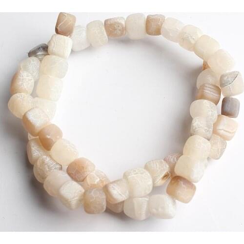 Matte Dull Polish Square White Dream Agates Spider Web Onyx Beads For Jewelry Making Natural Stone DIY Perles Bracelet 6-8mm 15"