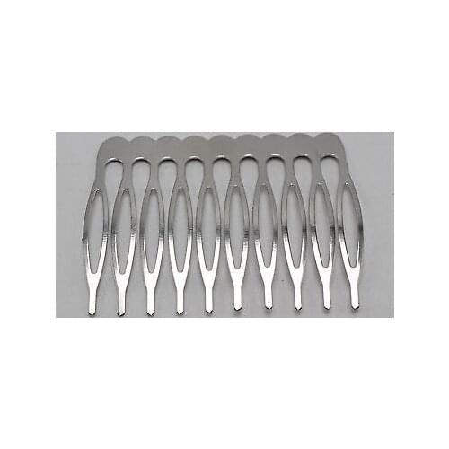 10 Silver-plate Tone Blank Metal Hair Comb 52mm with 10 Teeth For Bridal Hair Accessor