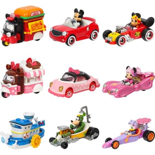 Metal Japan TOMY Diecast Model Car Mickey Minnie Goofy Donald Duck Daisy Racing Car Model TOMICA Collect Toy Figures