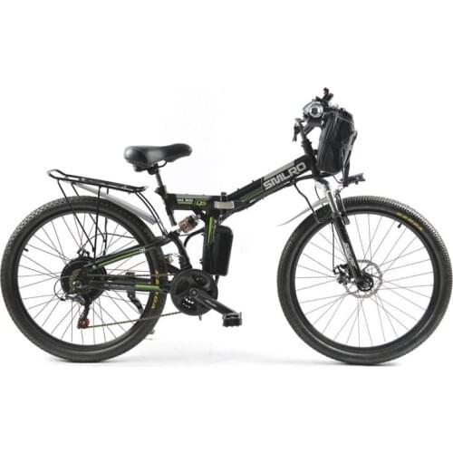Powerful Electric Mountain Bike Single Motor 500W 48V 12AH Folding Adult Electric Bicycle With Front Bag