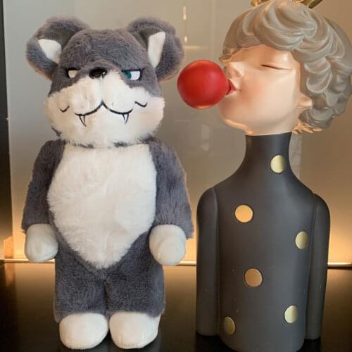 New Sell 400% 28cm Bearbricklys Colorful Action Figures Blocks Bear Wolf Rabbit Wool Plush Doll Decoration Models Friends Toys