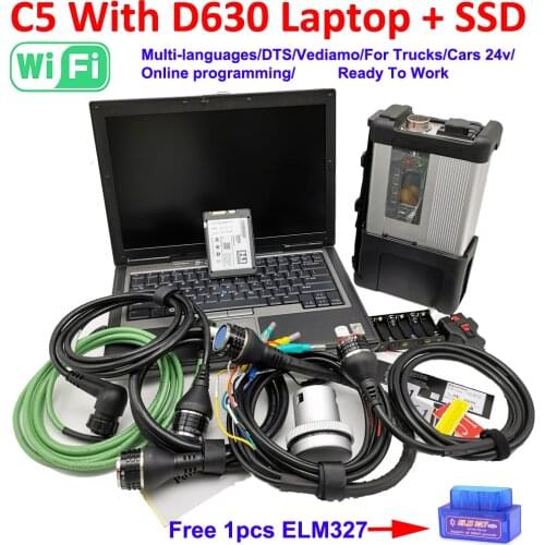 New MB Star C5 car diagnosic scanner with laptop D630 Ready To Work HDD/ SSD MB Car Diagnostic tool C5 SD connect Vediamo dts