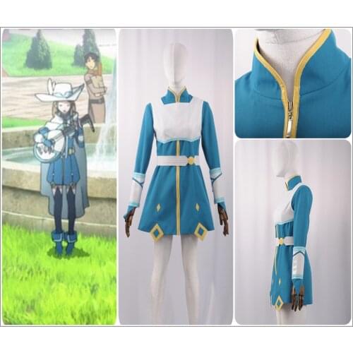 Sword Art Online Alicization Yuna Cosplay Costume Custom Long Sleeve Blue Uniform with White Claok Suits Stockings Belt Socks
