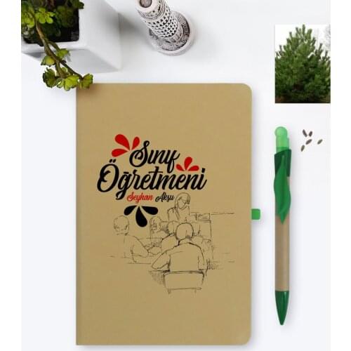Personalized Class Teacher Environmentalist Notebook and Seeded Pen Set-1