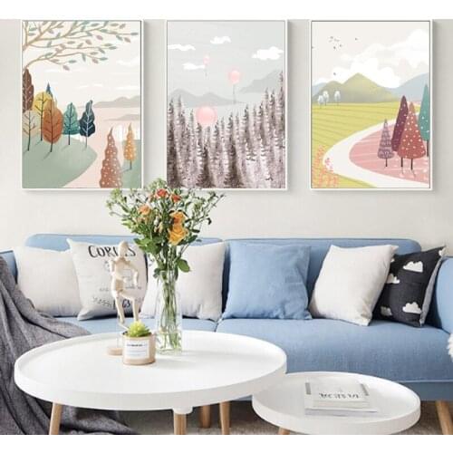 Nordic art posters, minimalist rural print oil paintings, canvas paintings suitable for living room and bedroom wall decoration