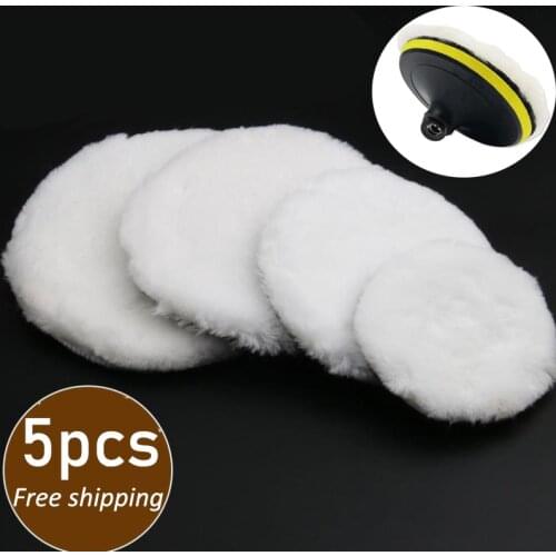 5 Sizes 75-175mm Wool Polishing Disc Car Beauty Waxing Self-Adhesive Disc Imitated Wool Sponge Pad Auto Polisher Sponges Discs