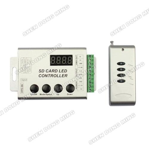 Free Shipping remote with SD card RGB controller aluminum shell for LPD8806,WS2801,WS2811,WS2812B,UCS1903,UCS6803,DMX512