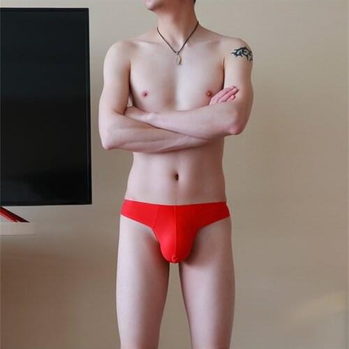 Mens Thongs G String Sexy Men Ice Silk Underwear Penis Pouch Panties Underpants Man Bikini Briefs Jockstrap hombre Cueca