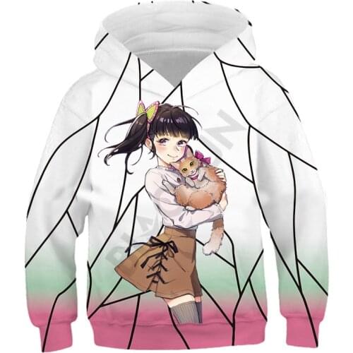 Hot Japanese Anime Demon Slayer Boys Sweatshirt Kawaii Kimetsu No Yaiba Graphic Hoodies Tanjirou Kamado Children Funny Tops