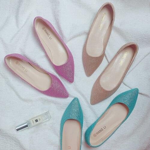 New Fashion Summer Women Sexy Bling Bling Out Flats Pointed Toe Comfortable Shoes Ladies Side Open Designer Casual Flat Shoes